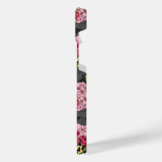 Motten auf rosa Hydrangea iPhone Hülle (Linke Seite)