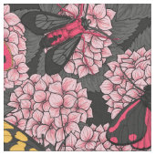 Motten auf rosa Hydrangea Stoff (Nahaufnahme)