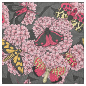 Motten auf rosa Hydrangea Stoff (Muster)