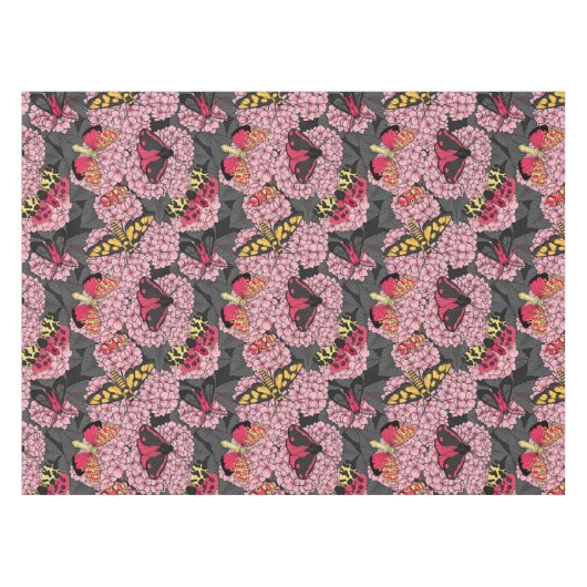 Motten auf rosa Hydrangea Tischdecke (Vorderseite (Horizontal))