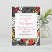 Motten auf weißem Hydrangea Einladung (Stehend Vorderseite)