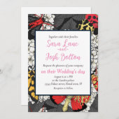 Motten auf weißem Hydrangea Einladung (Vorne/Hinten)