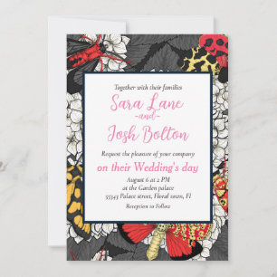 Motten auf weißem Hydrangea Einladung