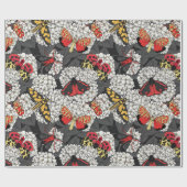 Motten auf weißem Hydrangea Geschenkpapier (Flach)