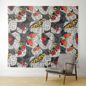 Motten auf weißem Hydrangea Wandteppich (Beispiel (Horizontal))