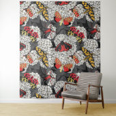 Motten auf weißem Hydrangea Wandteppich (Beispiel)