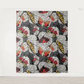 Motten auf weißem Hydrangea Wandteppich (Vorderseite)