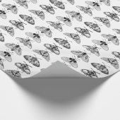 Motten in Grau, Schwarz und Weiß Geschenkpapier (Ecke)