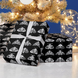 Motten in Schwarz, Weiß und Grau Geschenkpapier