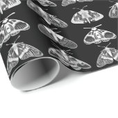Motten in Schwarz, Weiß und Grau Geschenkpapier (Rolleneckpunkt)