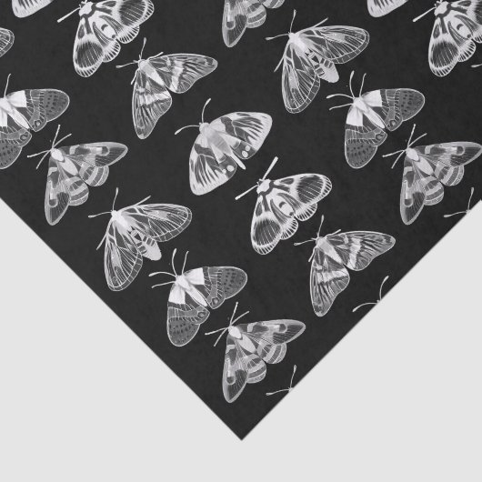 Motten in Schwarz, Weiß und Grau Seidenpapier (Ausschnitt)