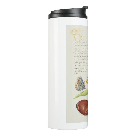 Motten, Jerusalem-Weide und Bohnenkalligraphie Thermosbecher (Nach links gedreht)