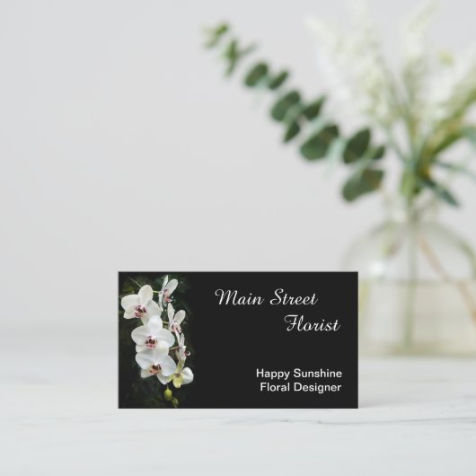 Motten-Orchideen-Weiß-Blumen Visitenkarte (Stehend Vorderseite)