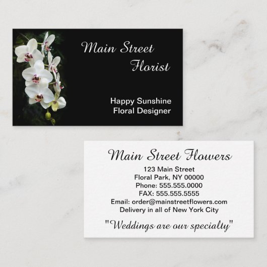Motten-Orchideen-Weiß-Blumen Visitenkarte (Vorne/Hinten)