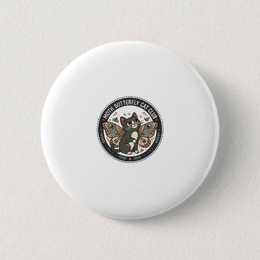 Motten Schmetterling Katze POD Vektorkunst - Motte Button (Vorderseite)