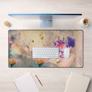 Motten, Stiefmütterchen und Obstschale Schreibtischunterlage