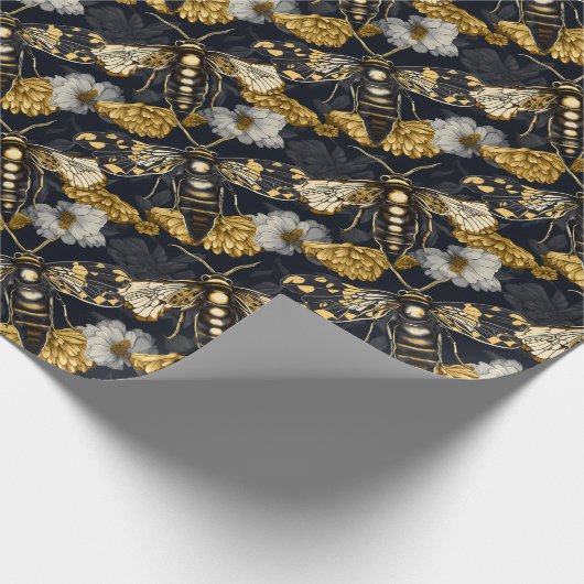 Motten und Marigolds Gelb und Schwarz Gothic Geschenkpapier (Ecke)