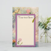 Motten und Stiefmütterchen Personalisiert Romantis Briefpapier (Stehend Vorderseite)