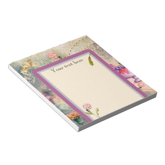 Motten und Stiefmütterchen Personalisiert Romantis Notizblock (angewinkelt)