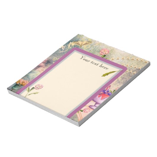 Motten und Stiefmütterchen Personalisiert Romantis Notizblock (Rotiert)