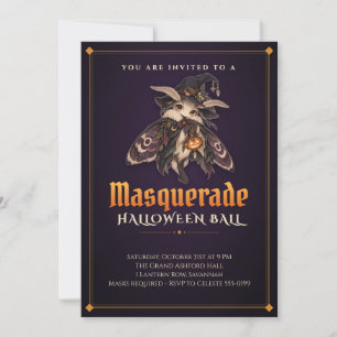 Mottenhexe Halloween-Maskenball-Einladung Einladung