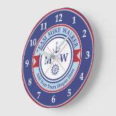 Motto für Mongram Nautical Logo Anker Wheel Helm Große Wanduhr (Winkel)