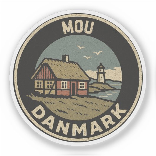 Mou, Dänemark Danmark Aufkleber (Vorderseite)