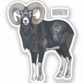 Mouflon-Cartoon Aufkleber (Vorderseite)