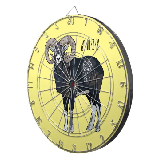 Mouflon-Cartoon Dartscheibe (Vorderseite rechts)