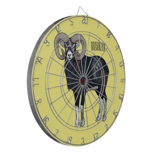 Mouflon-Cartoon Dartscheibe (Vorderseite Links)