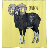 Mouflon-Cartoon Duschvorhang (Vorderseite)
