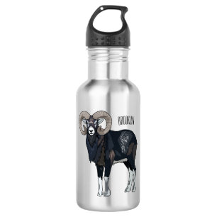 Mouflon-Cartoon Edelstahlflasche