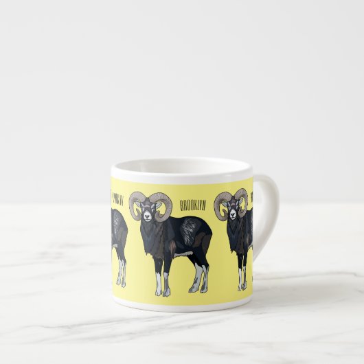 Mouflon-Cartoon Espressotasse (Vorderseite Rechts)