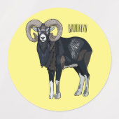 Mouflon-Cartoon Etiketten (Design 1)