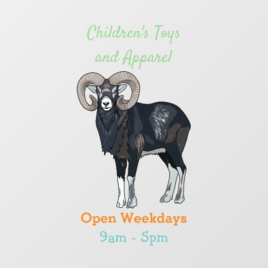 Mouflon-Cartoon Fensteraufkleber (Blatt)