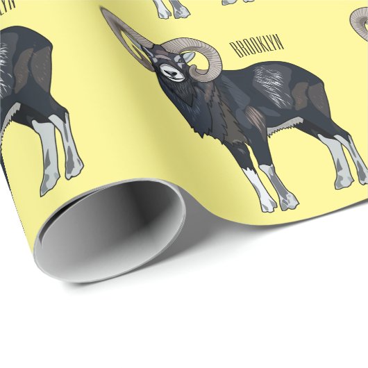 Mouflon-Cartoon Geschenkpapier (Rolleneckpunkt)