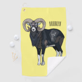 Mouflon-Cartoon Golfhandtuch (Insitu)