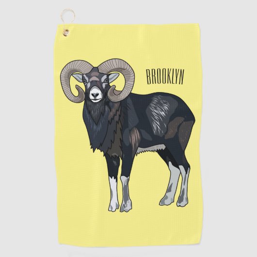 Mouflon-Cartoon Golfhandtuch (Vorderseite)