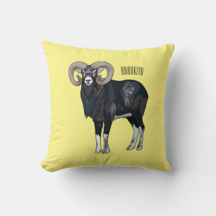 Mouflon-Cartoon Kissen