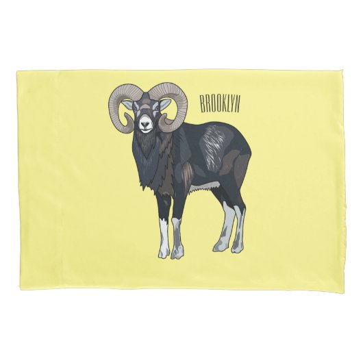 Mouflon-Cartoon Kissenbezug (Vorderseite)