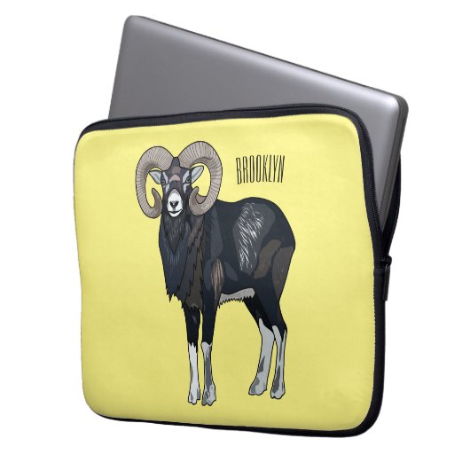 Mouflon-Cartoon Laptopschutzhülle (Vorderseite Links)