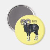 Mouflon-Cartoon Magnet (Vorderseite/Rückseite)