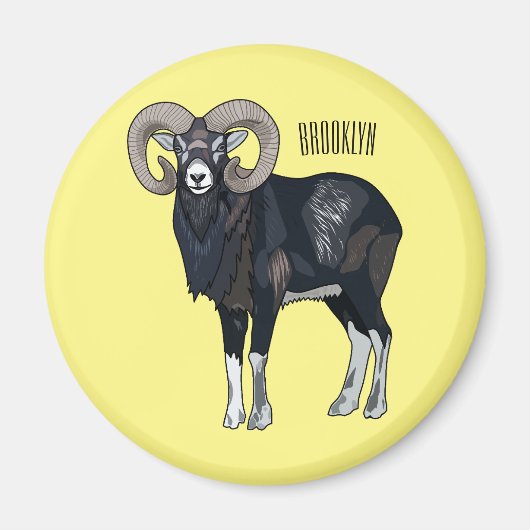 Mouflon-Cartoon Magnet (Vorne)