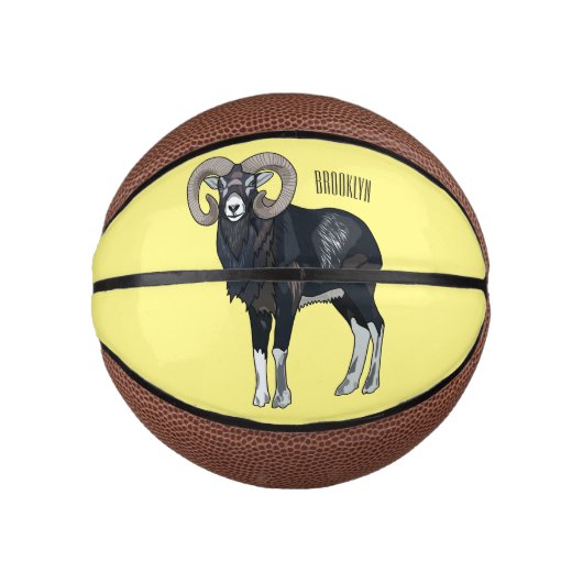 Mouflon-Cartoon Mini Basketball (Vorderseite)