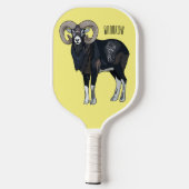Mouflon-Cartoon Pickleball Schläger (Rückseite)