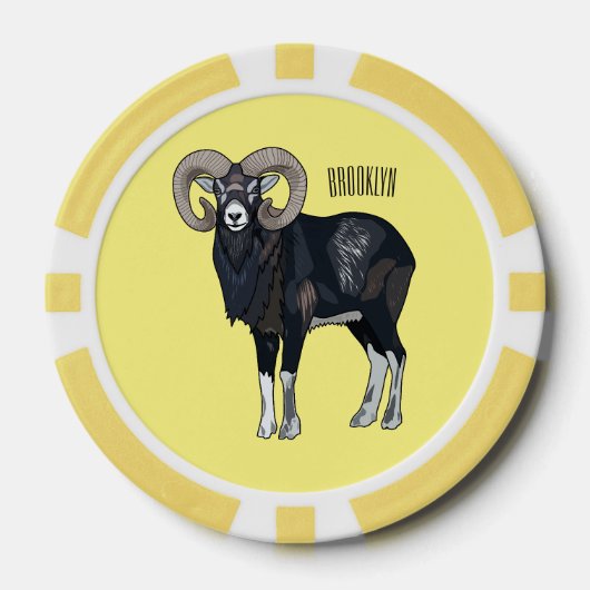 Mouflon-Cartoon Pokerchips (Vorderseite)