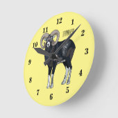 Mouflon-Cartoon Runde Wanduhr (Winkel)