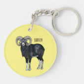 Mouflon-Cartoon Schlüsselanhänger (Rückseite)