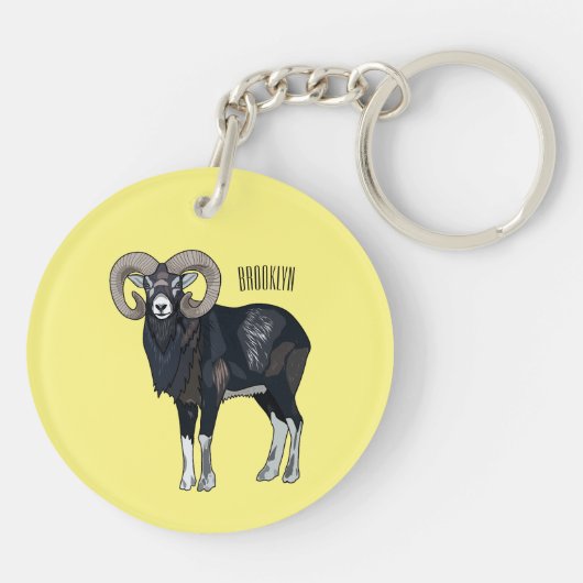 Mouflon-Cartoon Schlüsselanhänger (Rückseite)