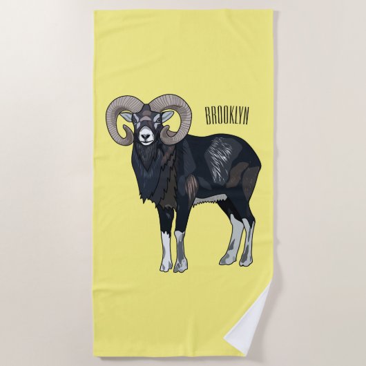 Mouflon-Cartoon Strandtuch (Vorderseite)
